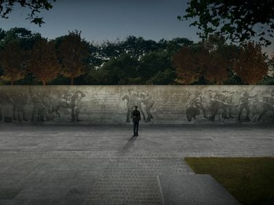 A ground view of the proposed design for "The Weight of Sacrifice," which will serve as the new national World War I memorial.