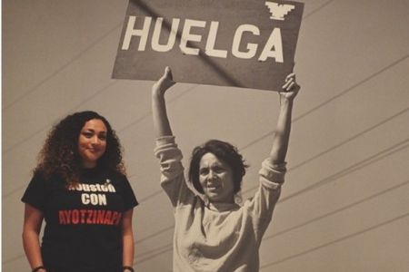Michelle Tovar during her LMSP fellowship in 2015, viewing the Dolores Huerta exhibition at the National Portrait Gallery