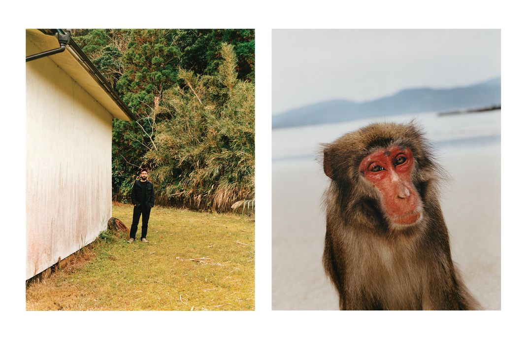 Nelson Broche Jr. and Gure the macaque