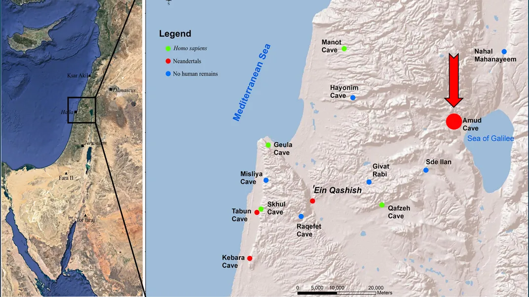 Map of Sea of Galilee in Israel