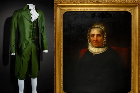 A suit worn by actor Lin-Manuel Miranda for the popular Broadway hit Hamilton  and a mid-1800s portrait of Elizabeth Schuyler Hamilton by Daniel Huntington arrive at the Smithsonian.