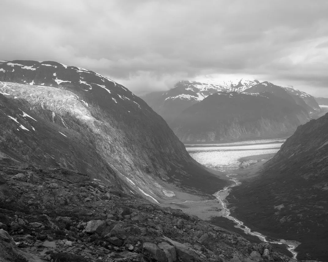 Echo Glacier hangs over Avalanche Canyon with Gilkey Glacier in the distance.