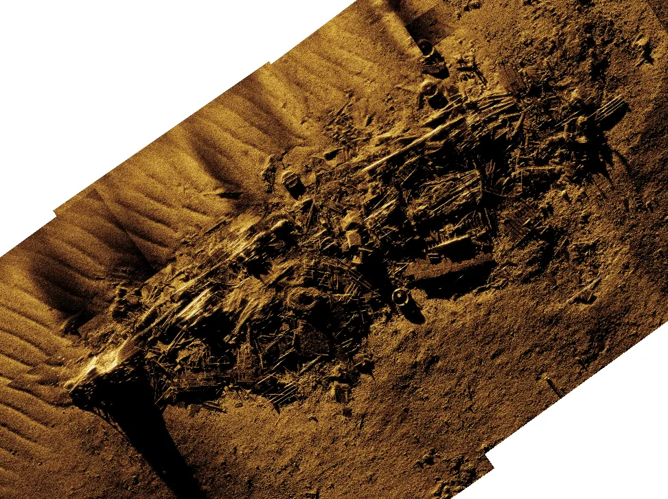 A sonar image of a shipwreck