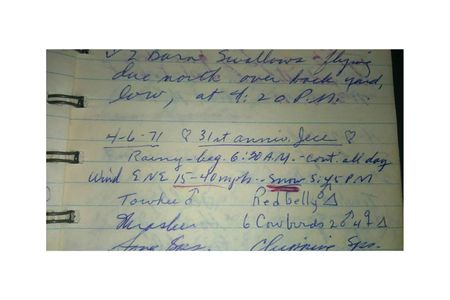 James Eike’s field book entry for April 6, 1971; his 31st Anniversary. 