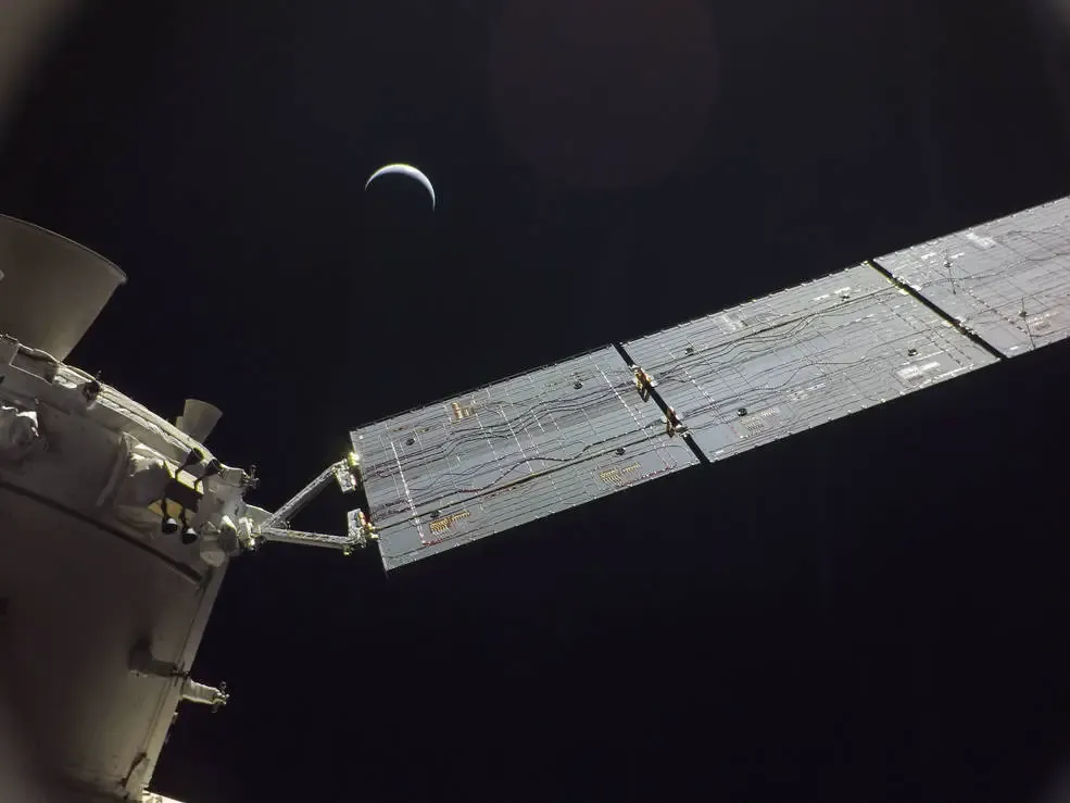part of the orion spacecraft and the moon