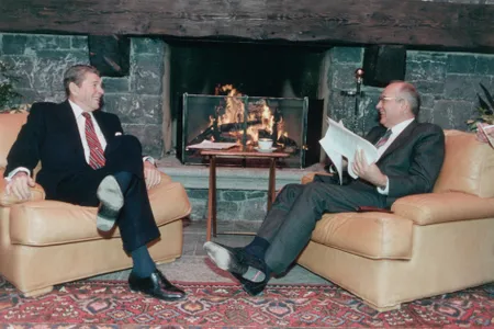 Soviet Leader Mikhail Gorbachev and President Ronald Reagan at the Geneva Summit.
