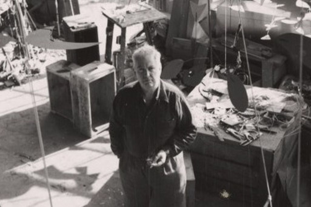 Sculptor Alexander Calder in his studio