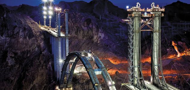 Hoover Dam bridge awaiting decking