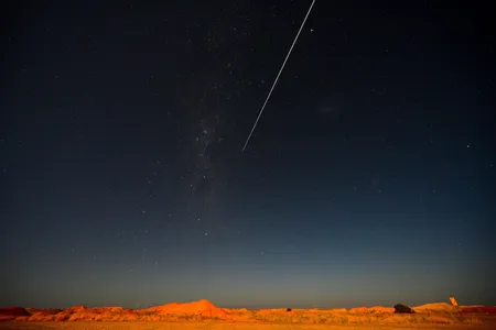 A Japanese space capsule seen falling back to Earth over Australia. The capsule, released from the JAXA space probe Hayabusa2, contains samples of an asteroid called Ryugu that is located roughly 180 million miles from our planet. 