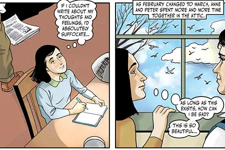 Unlike Anne Frank's diary, the graphic biography by Ernie Colón and Sid Jacobson covers the period before and after she and her family went into hiding.
