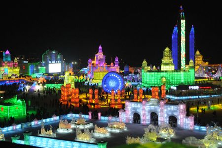 The festival covers eight million square feet and uses over 1.9 million square feet of ice.