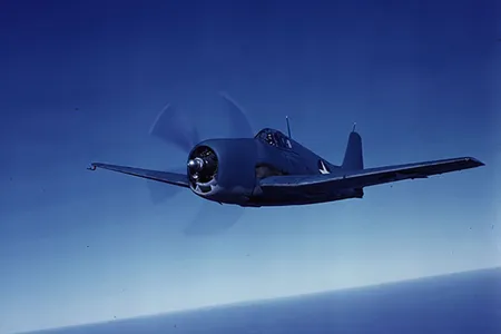 The Grumman Hellcat, here sporting U.S. Navy colors, was a mainstay of carrier-based aviation during World War II.
