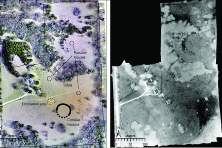 Drone images show the location of a council circle found on an ancestral Wichita site in Kansas.