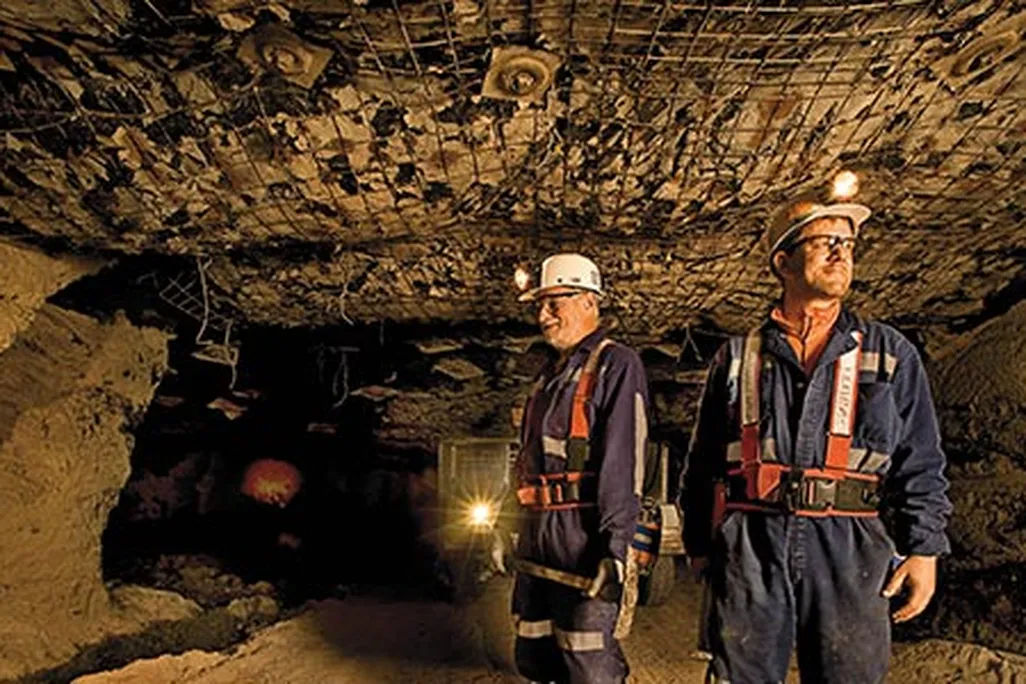 John Nelson and Scott Elrick inspect a mine shaft