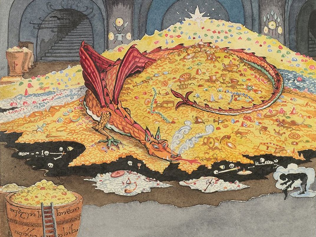 Detail of drawing of Smaug