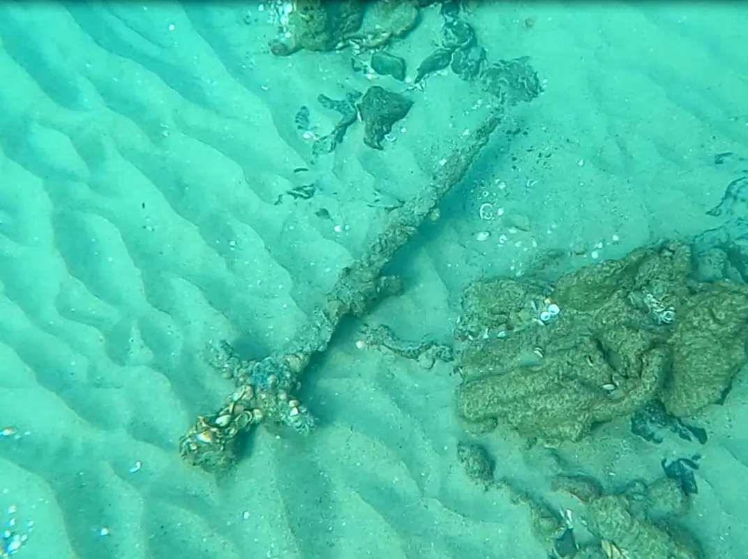 The sword seen on the seabed