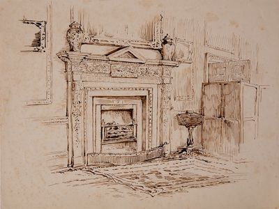 A fireplace at Melford Hall.