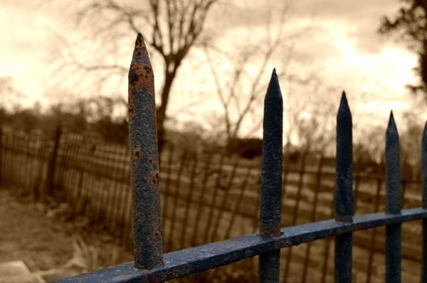 Rusted wrought iron fence at Thomas Jefferson's home thumbnail