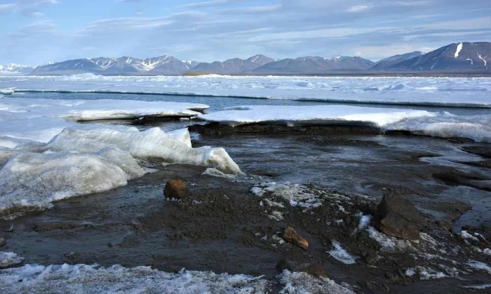 An image of ice and snow on a Island located in northern Greenland.