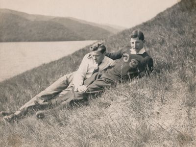An undated photograph of &quot;Edward and his chum&quot;