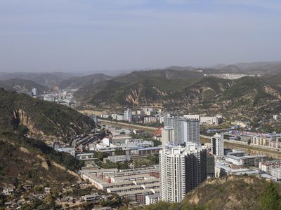 Yan'an, China is flattening some of the mountains surrounding the city, seen here in a photo from 2012