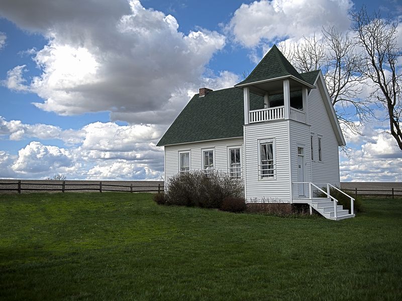 A School House from the 1900's still stands outside a small town of
