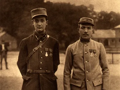 Georges Guynemer (left) and his gunner during World War I.