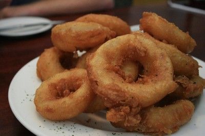 Beer-battered onion rings