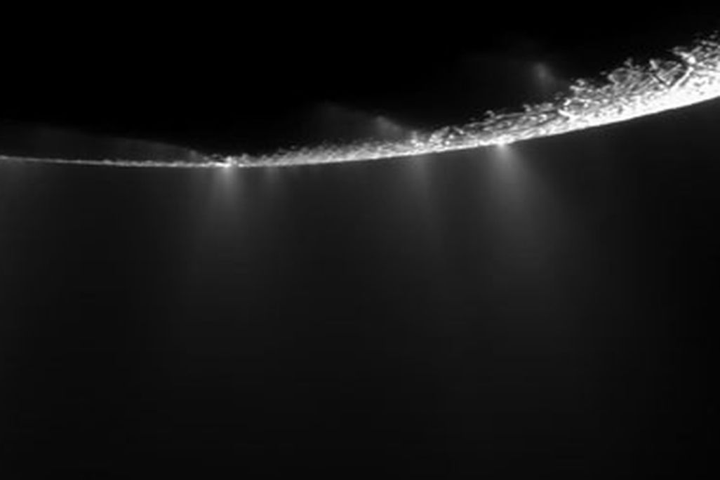 The distinct plumes of water and other organic compounds on Saturn's moon Enceladus.