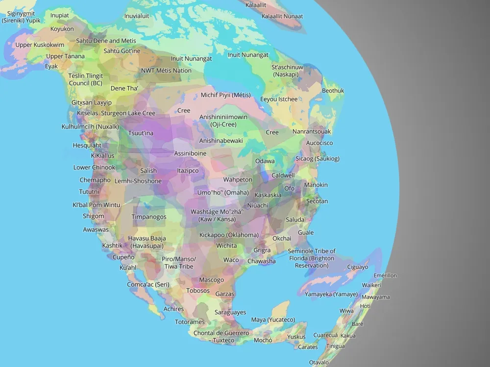 A screenshot of Native Land Digital’s interactive map