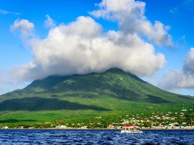 A view of the Nevis volcano on the island of Nevis where Alexander Hamilton was born.