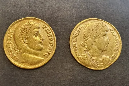 Two looted gold coins recovered from a home in Bnei Brak