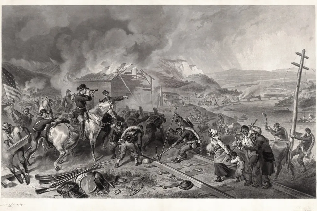 Lithograph of General Sherman marching his army through Georgia