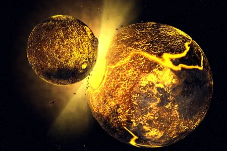 An artist's rendering of the collision that created the moon