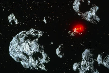 An artist's interpretation of a mission to an Asteroid