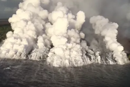 "Laze" caused by lava interacting with ocean waters. 
