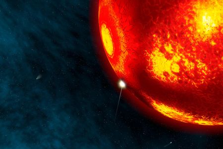 An artist’s interpretation of an object slamming into the early Earth