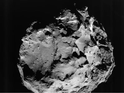 Philae snapped this image of 67P over a mile from the comet's surface. 