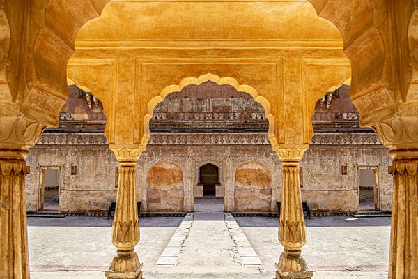 Interior Walls of Amer Fort in Amer, Rajasthan, India thumbnail