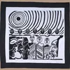 Black and white graphic quilt.