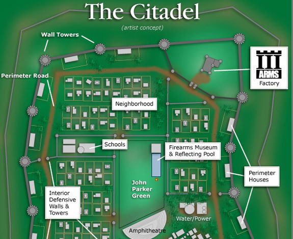 Artist’s concept sketch for The Citadel: A Community of Liberty