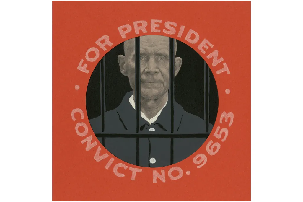 Eugene V. Debs behind bars illustration