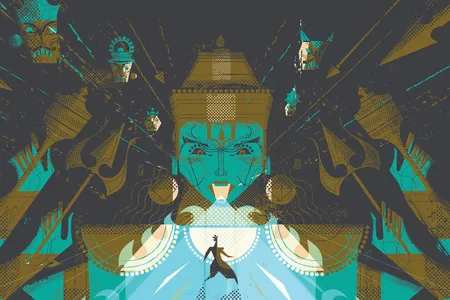 Lord Krishna&mdash;an incarnation of the Hindu god Vishnu&mdash;begs the antagonist, Duryodhana, not to launch a war.&nbsp;