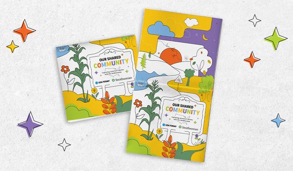 Multi-color newspapers with one folded and one spread out