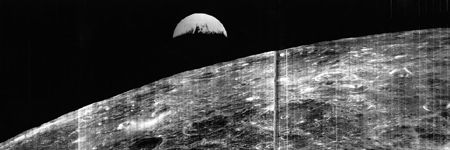 Two years before Apollo 8, Lunar Orbiter 1 showed us how Earth looked from the moon.