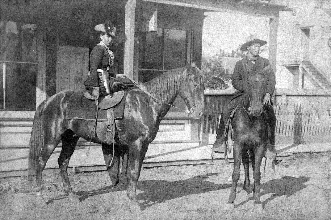 An 1886 photo of the outlaw Belle Starr