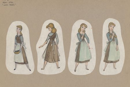 Supervising animator Marc Davis often explored costume designs and helped develop the look and accessories of the characters he animated, including Cinderella.