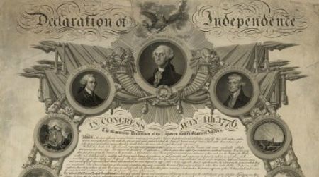 An ornamental copy of the Declaration of Independence