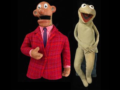 These early Jim Henson puppets (you might recognize the frog on the right) appeared in a local Washington, D.C. television show “Sam and Friends” that ran from 1955 to 1961. Headed by Kermit, Henson’s muppets went on to wider fame. 