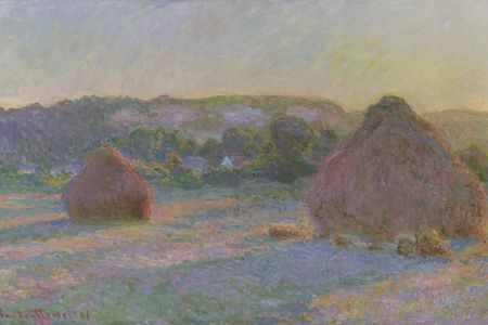 Stacks of Wheat (End of Summer), 1890-1, is one of 25 in a series by Impressionist painter Claude Monet, who frequently created similar depictions of a single subject in different lights, seasons and atmospheres.